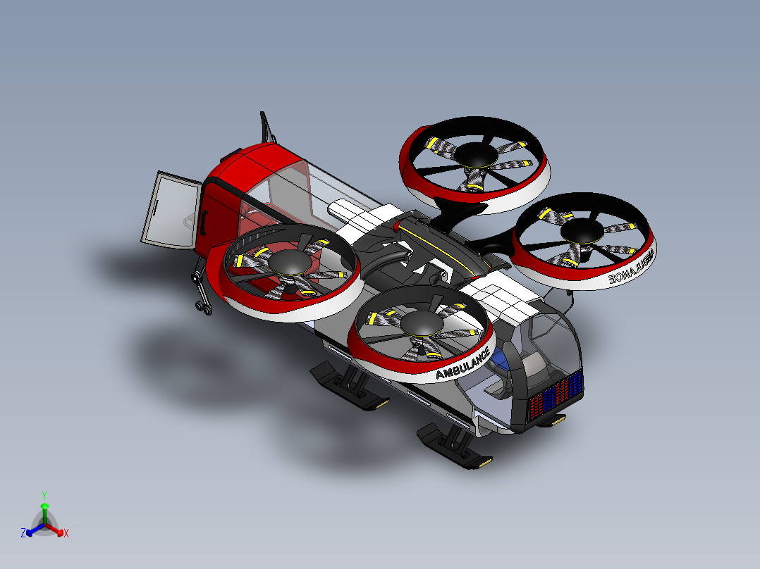 MRDx救援救护车概念模型3D图纸 Solidworks设计(1)正等轴测图