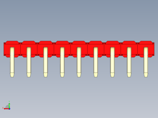 彩色公排针 100mil 2.54mm 系列-DS1022_red_1x09p_100mil_TypeD_rev1.0后视缩略图