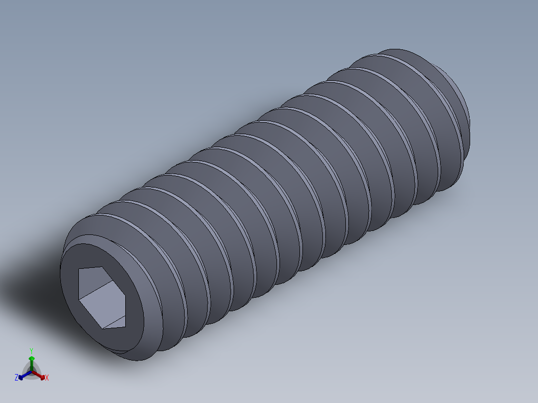 UNC 平头紧定螺钉-UNC SET SCREW 2-58 x 0.250.SLDPRT正等轴测图