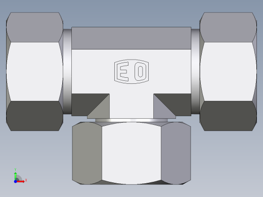 卡套式工业通用硬管接头EO_Swivel_nut_branch_tee_ET22L71前视缩略图
