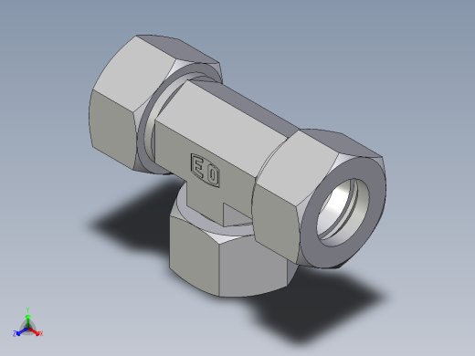 卡套式工业通用硬管接头EO_Swivel_nut_branch_tee_ET22L71正等轴测缩略图