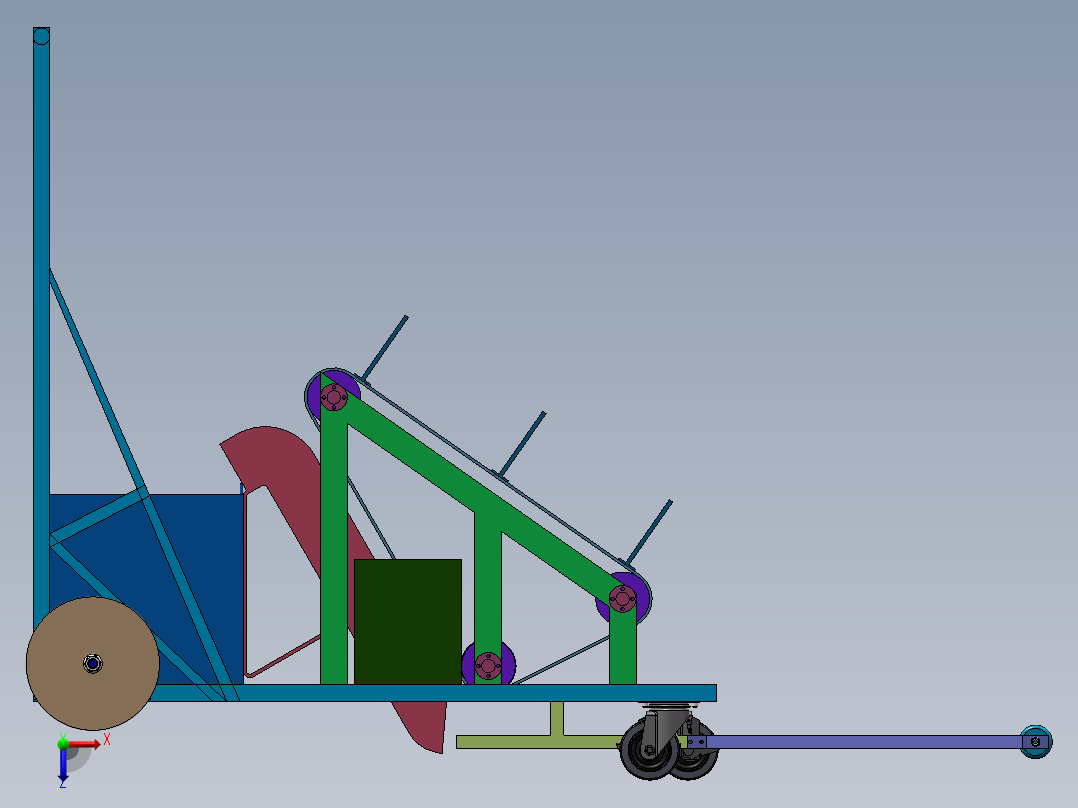 半自动网球捡球机设计俯视图