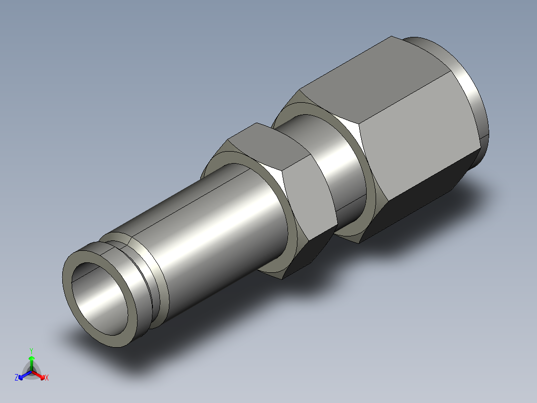 卡套式工业通用硬管接头8-6_trbu-s正等轴测图