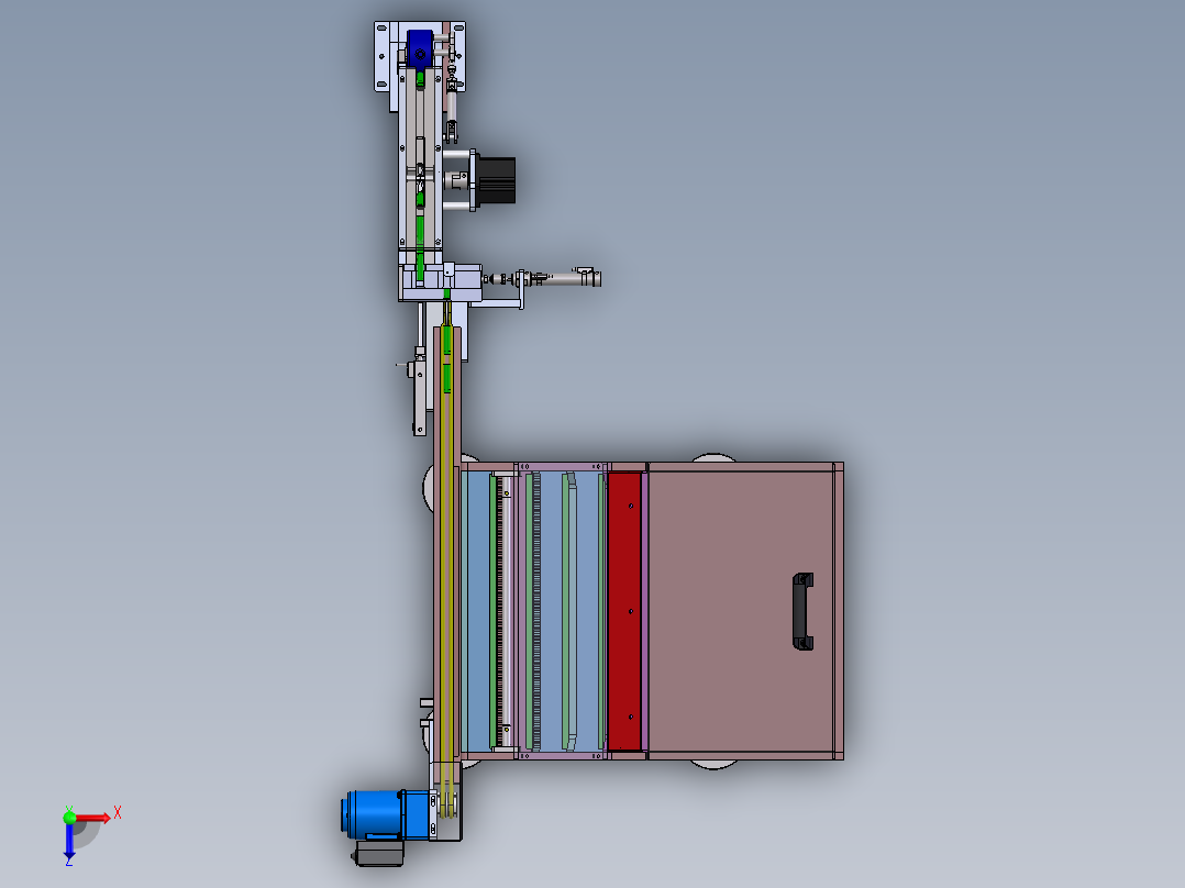 T564 推板式提升机模型图俯视图