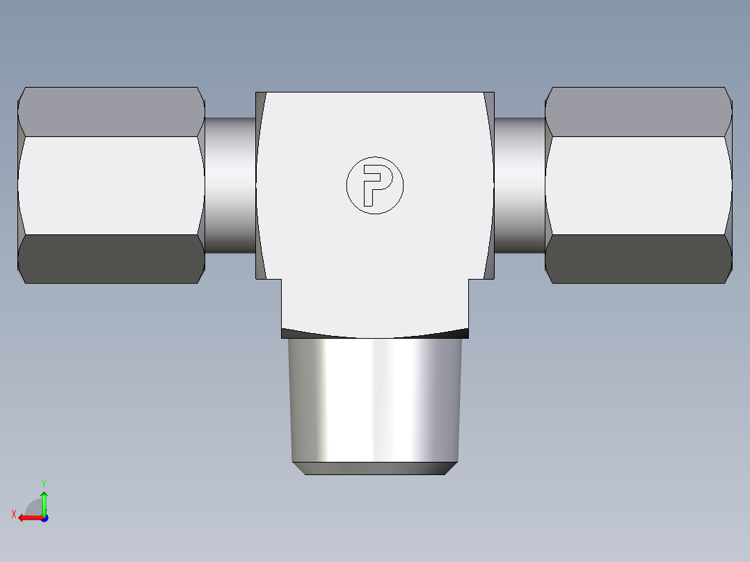 卡套式工业通用硬管接头EO_Male_stud_run_tee_TE04LLRCF后视图