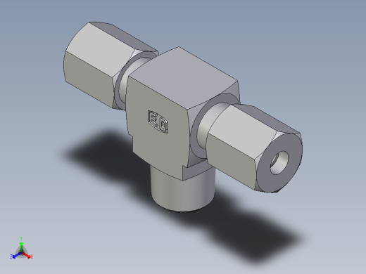 卡套式工业通用硬管接头EO_Male_stud_run_tee_TE04LLRCF正等轴测缩略图