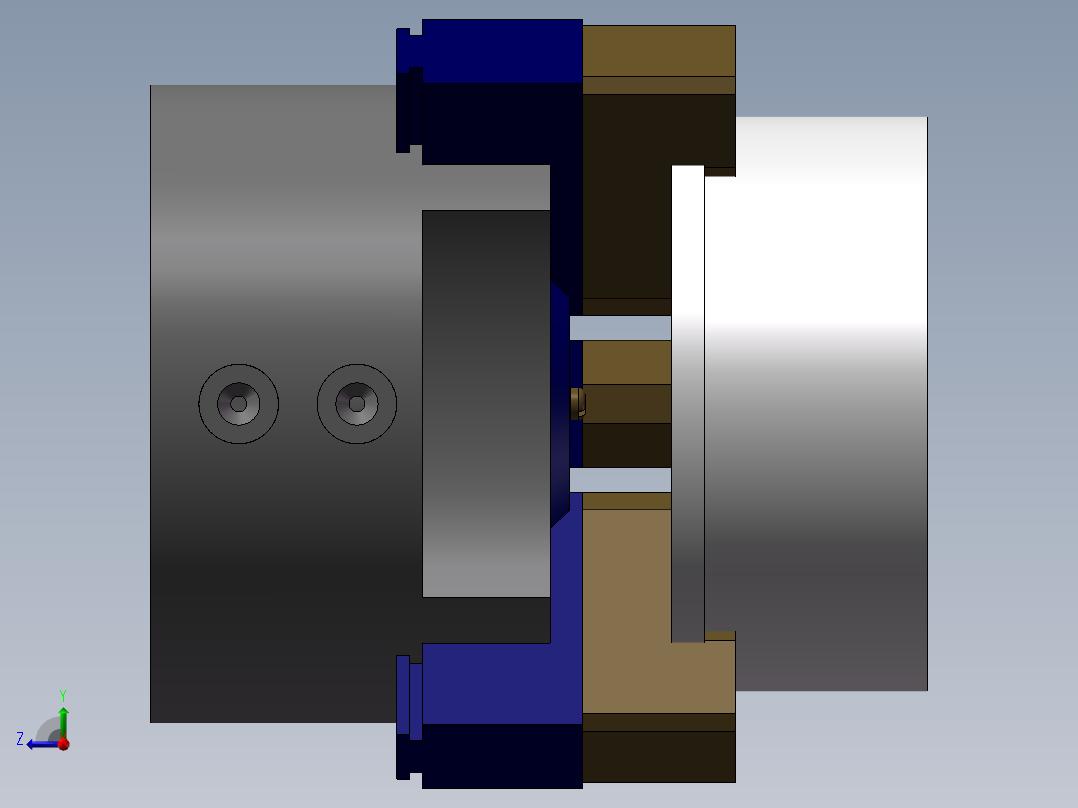 薄隔套筒车外圆夹具设计右视图