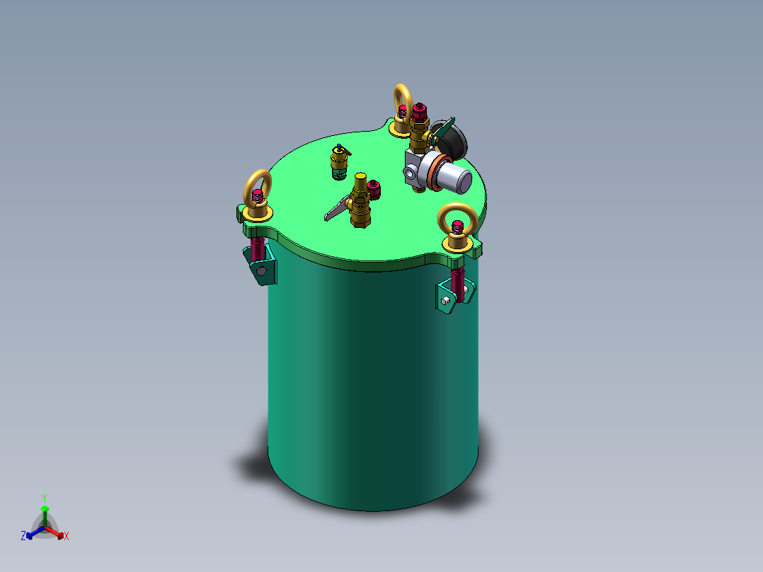 点胶2L压力桶正等轴测图