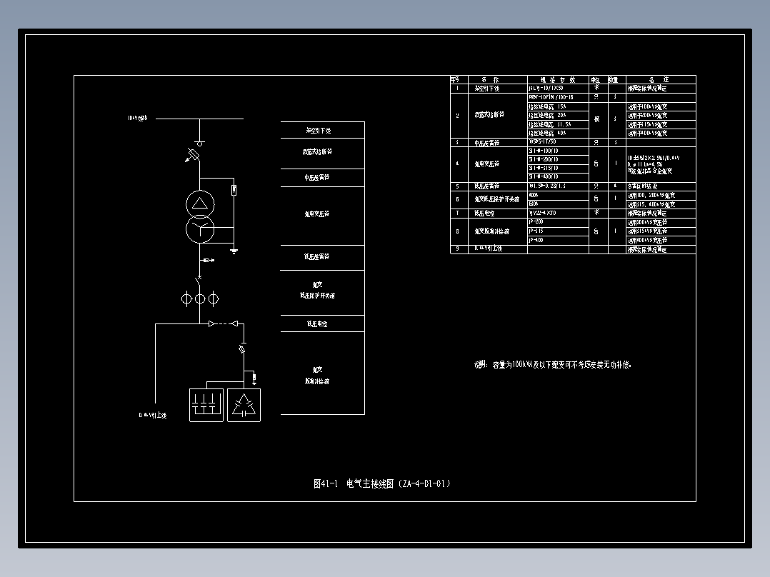 图41-1　电气主接线图（ZA-4-D1-01）