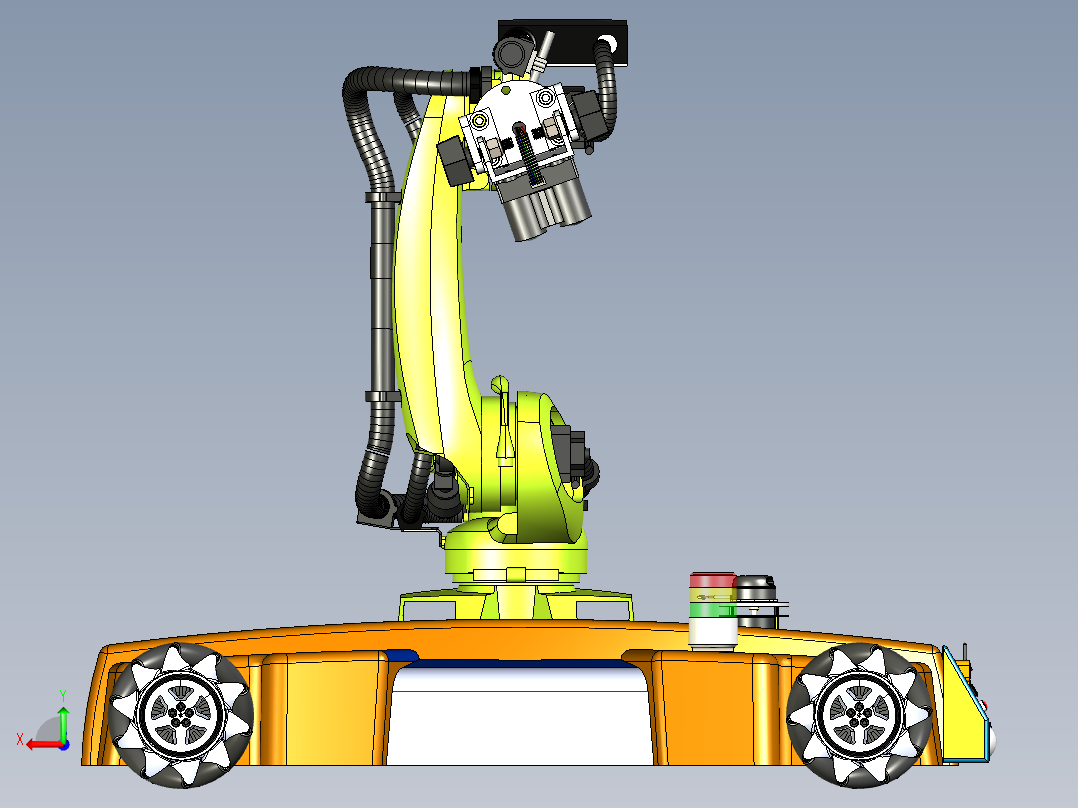 带有视觉检测机构的麦轮AGV小车后视图
