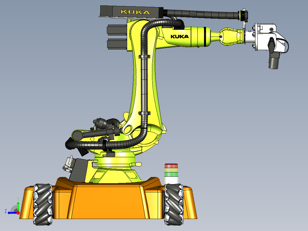 带有视觉检测机构的麦轮AGV小车右视图