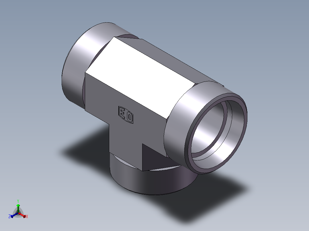 AC+AD 三通接头 T、AC-45正等轴测图