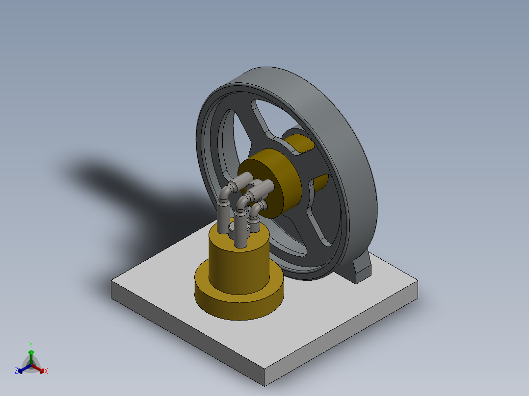 弯头发动机正等轴测图