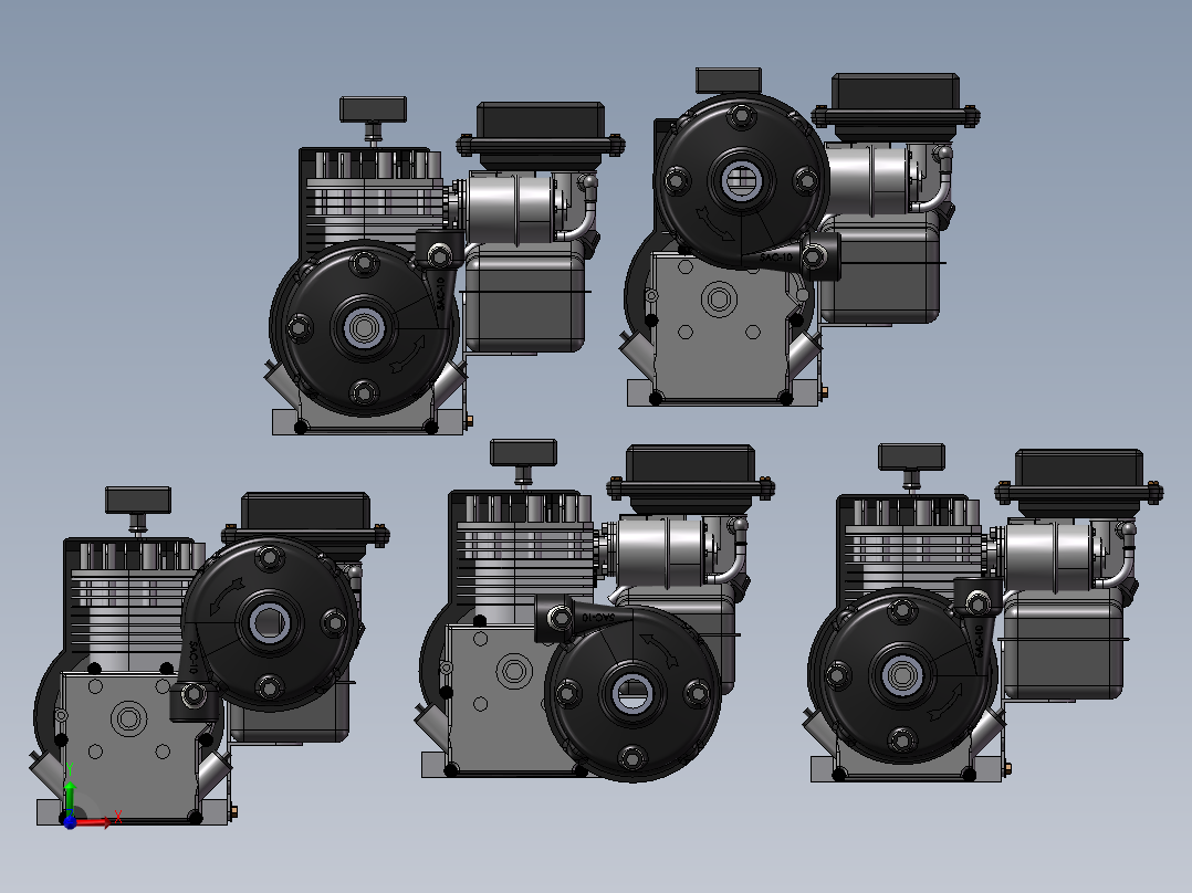 5款GE-100-A汽油机驱动的离心泵模型前视图