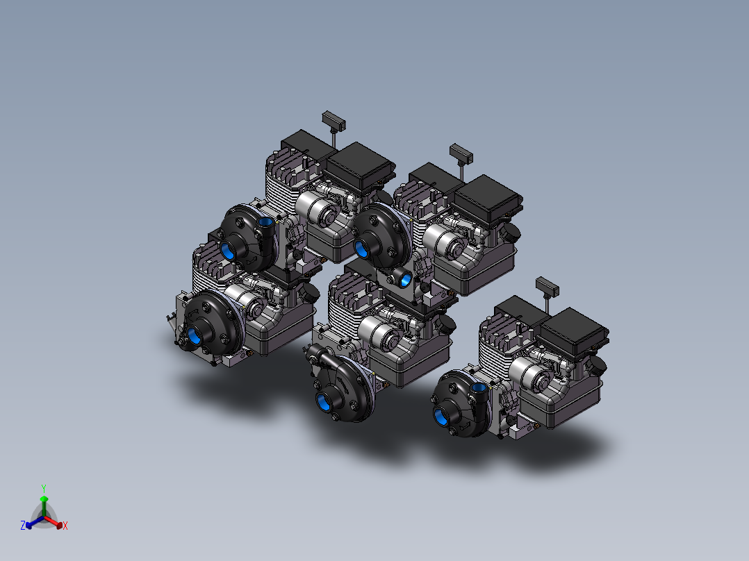 5款GE-100-A汽油机驱动的离心泵模型正等轴测图