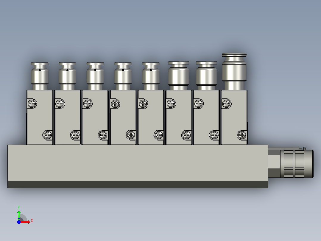 8连座电磁阀前视图