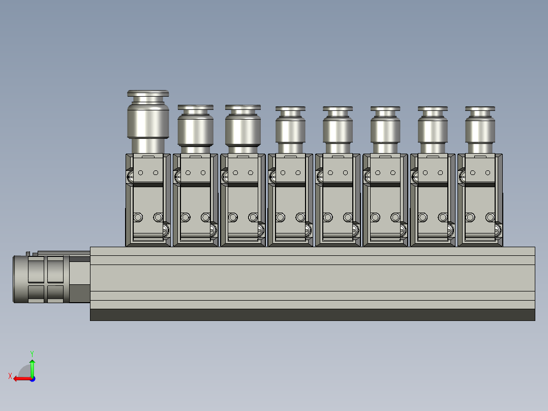 8连座电磁阀后视图