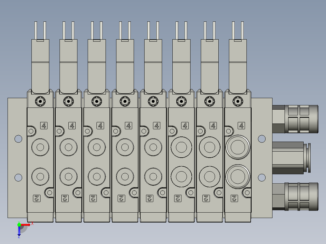 8连座电磁阀俯视图