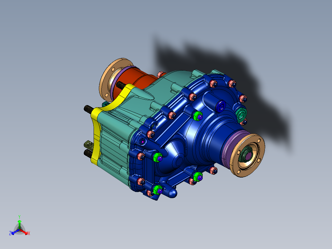 轻型载货汽车的底盘变速箱正等轴测图