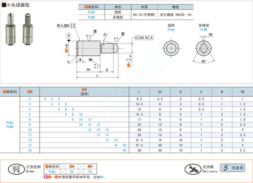 精密定位销-小头球面型@PLMJ PLMK缩略图