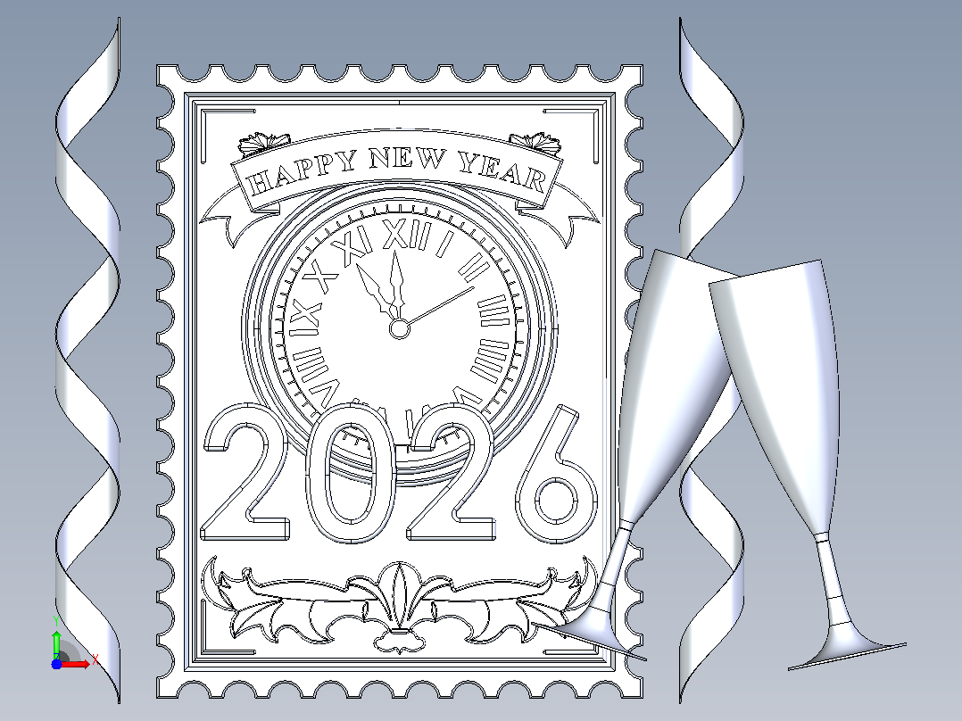 2026 年新年快乐前视图