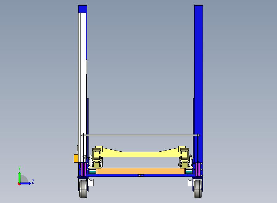 液压升降机 车厢升降机构3D数模图纸 Solidworks设计 附IGS格式左视图