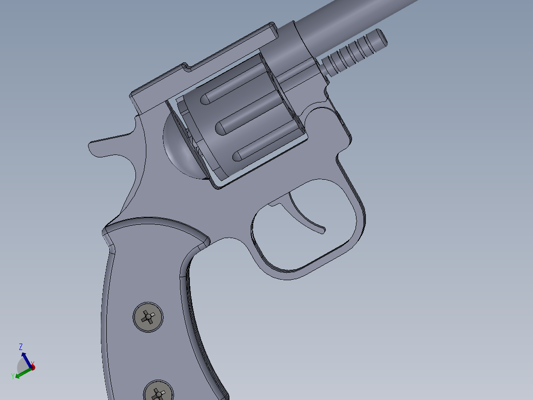 solidworks 金桶左轮手枪主视图