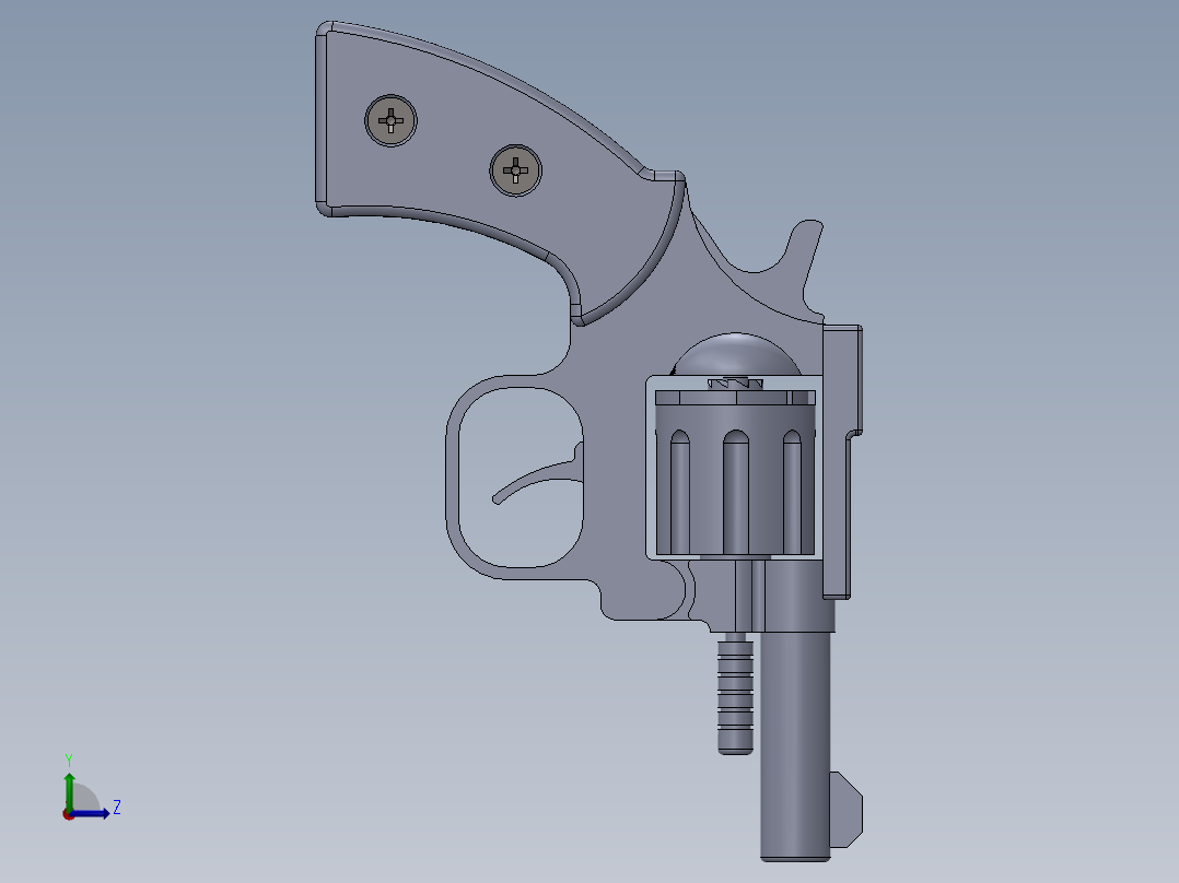 solidworks 金桶左轮手枪左视图