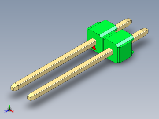 彩色公头100mil（2.54mm）系列-DS1021_green_1x02p_100mil_Type5_rev1.0正等轴测缩略图