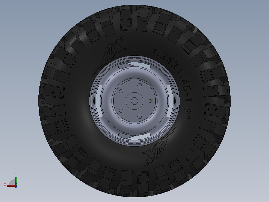 四轮驱动全向驱动小车后视图