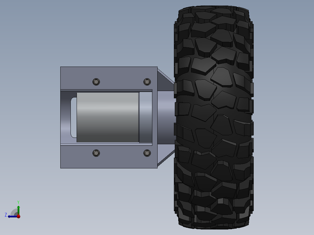 四轮驱动全向驱动小车右视图