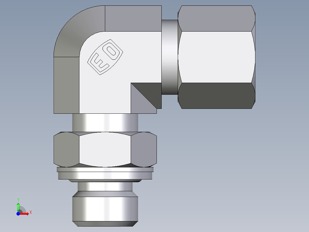 卡套式工业通用硬管接头EO_Adjustable_Locknut_elbow_WEE08SMCF前视图