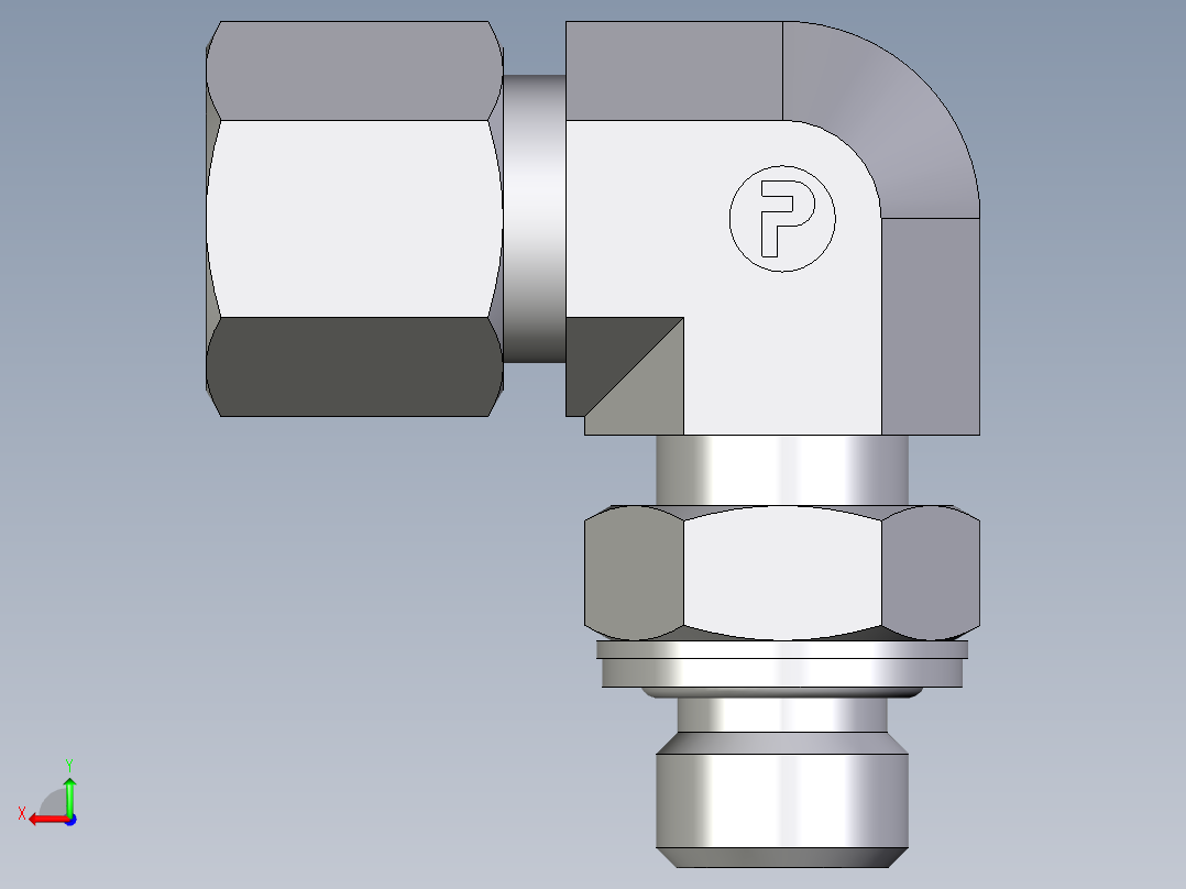 卡套式工业通用硬管接头EO_Adjustable_Locknut_elbow_WEE08SMCF后视图