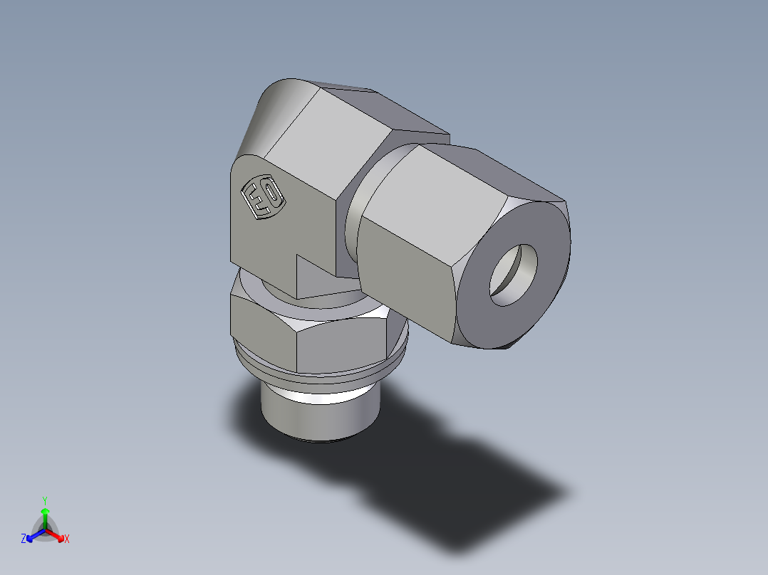 卡套式工业通用硬管接头EO_Adjustable_Locknut_elbow_WEE08SMCF正等轴测图