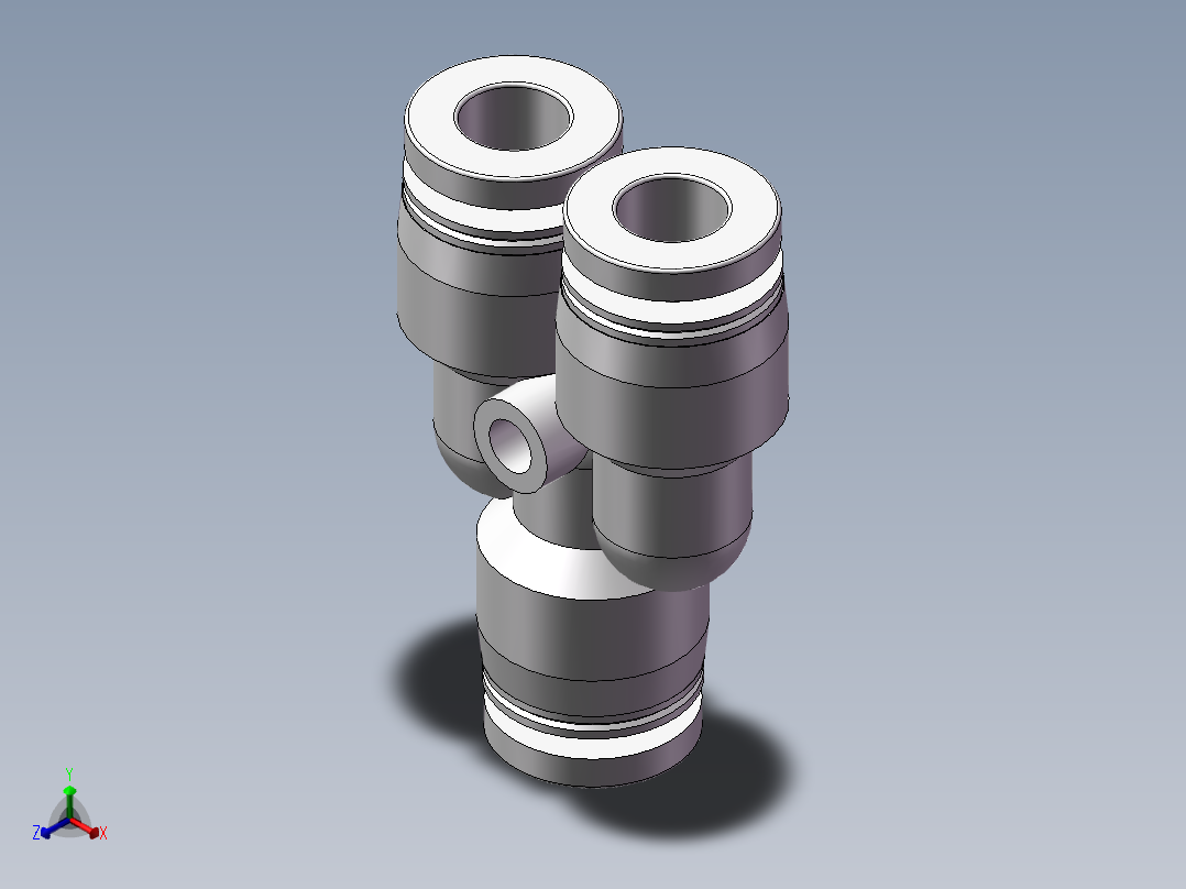 气动接头-Y型三通APY6(6厘)正等轴测图