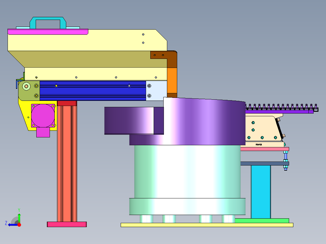 带料仓式振动盘上料机右视图