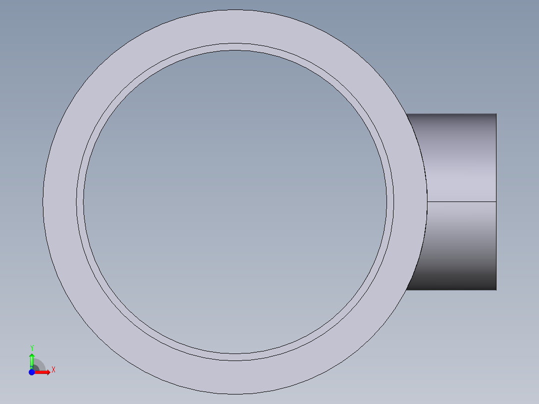 8TRIV 减少分支和溶剂焊接插座的90通径三通前视图