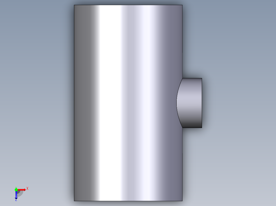 8TRIV 减少分支和溶剂焊接插座的90通径三通俯视图