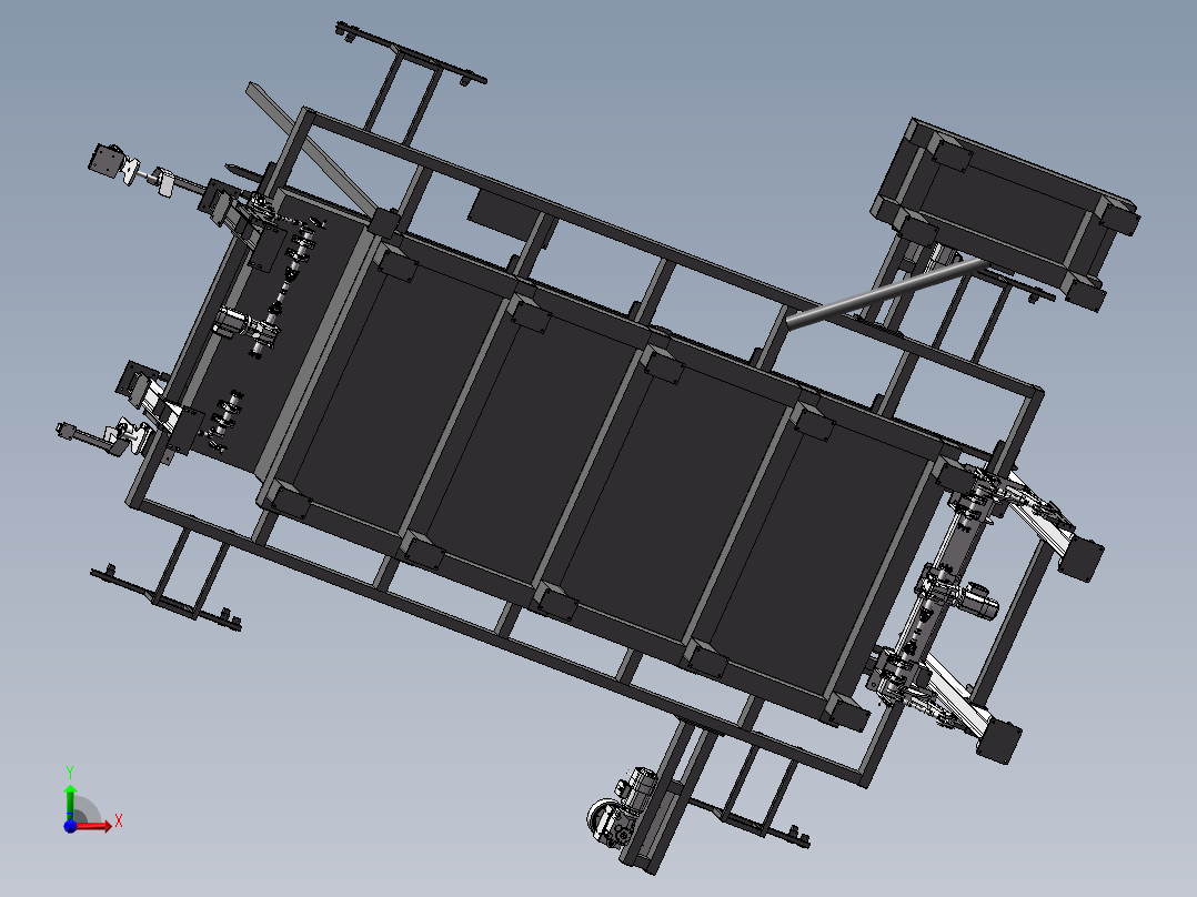 支撑辊道组件三维前视图