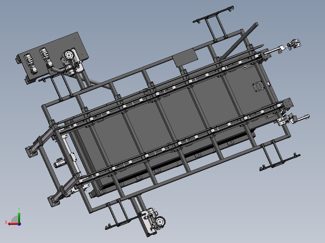 支撑辊道组件三维后视图