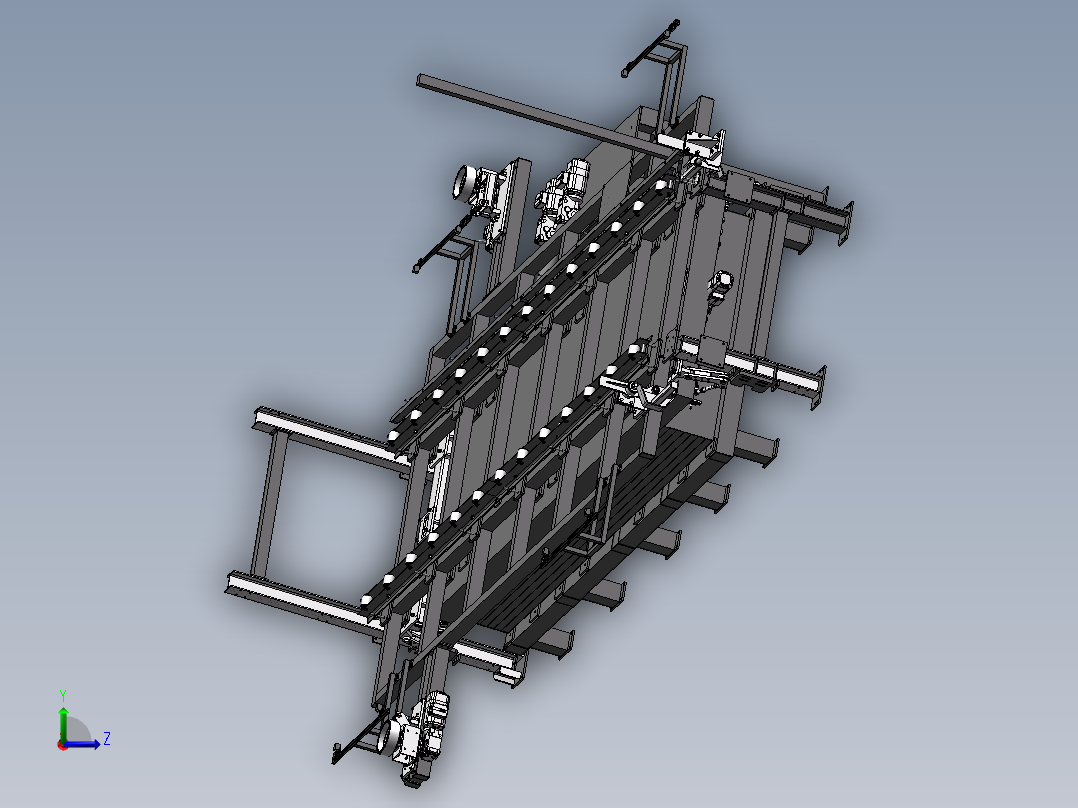 支撑辊道组件三维左视图