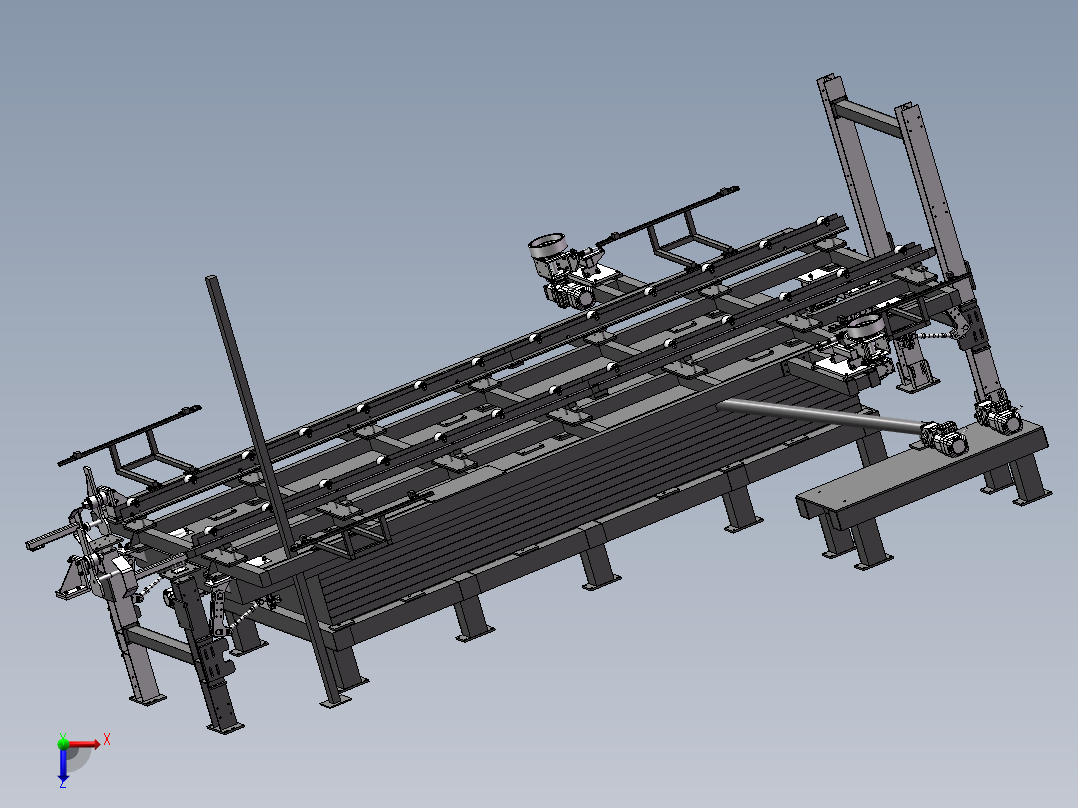 支撑辊道组件三维俯视图