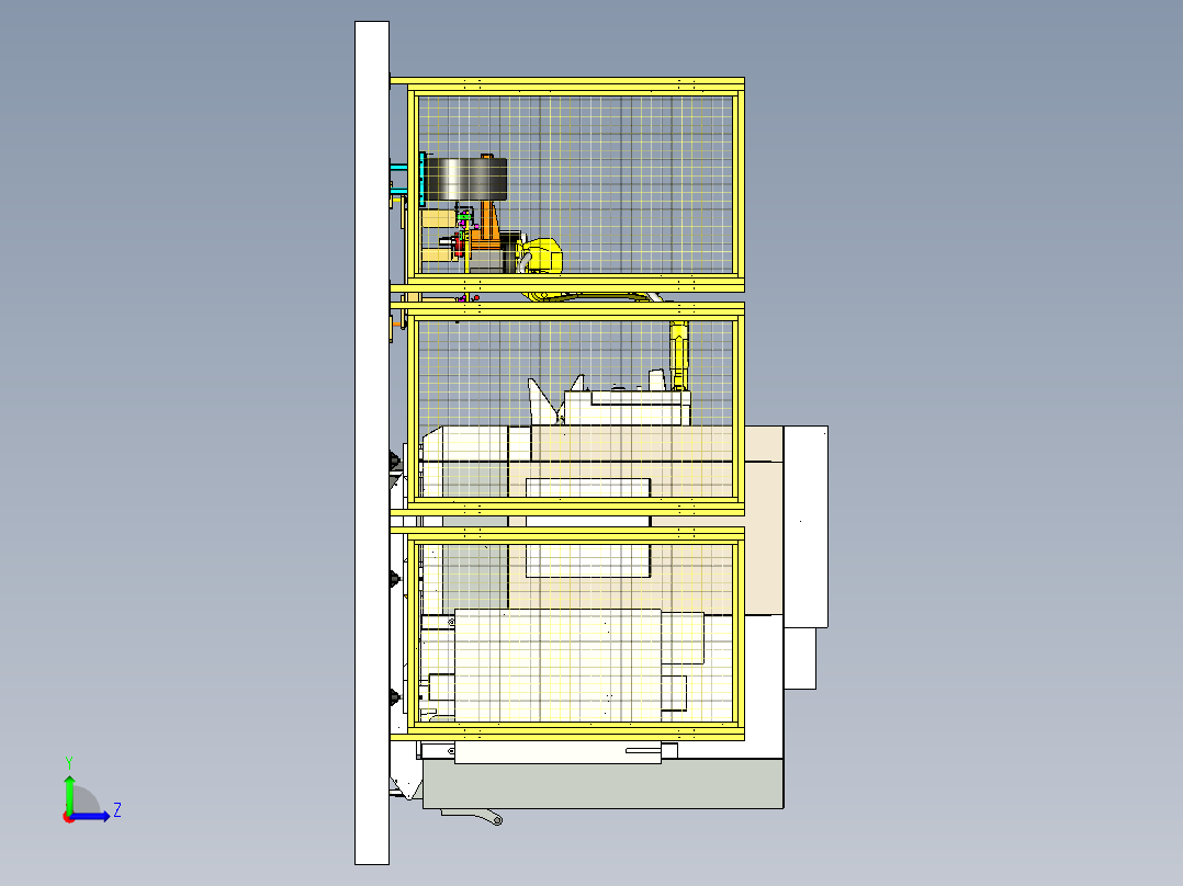 机器人地轨机床上下料三维模型左视图