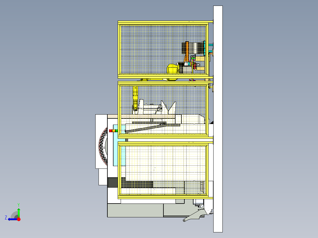 机器人地轨机床上下料三维模型右视图