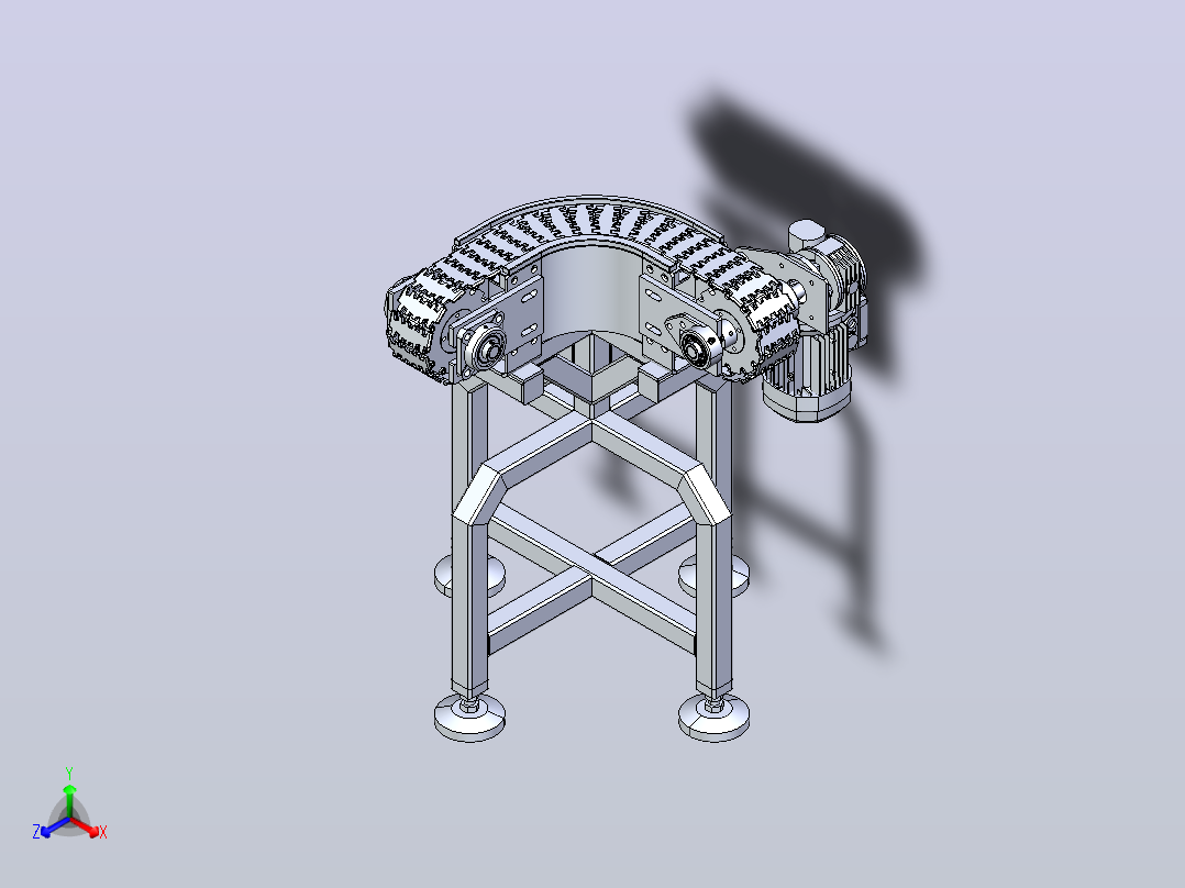 90度柔性链输送机结构3D图纸 STEP格式正等轴测图