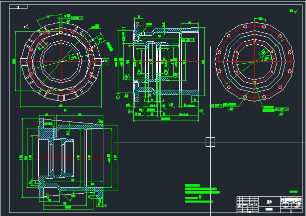 船舶减速器部分装配图纸