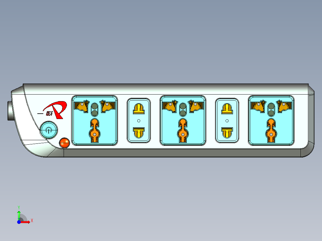 国标多位插座模型 3D图纸 国标插座 机械设备 3D模型文件素材前视图