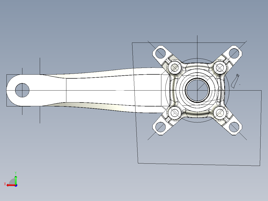 自行车曲柄臂模型后视图
