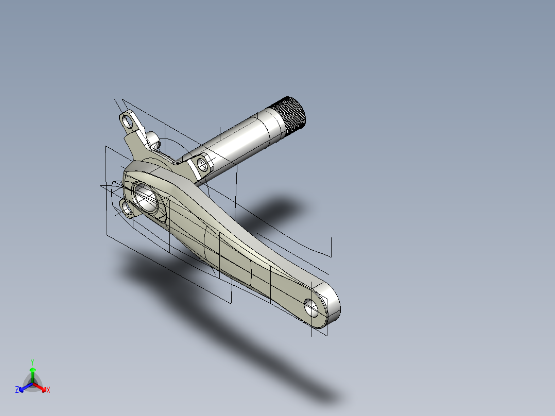 自行车曲柄臂模型正等轴测图