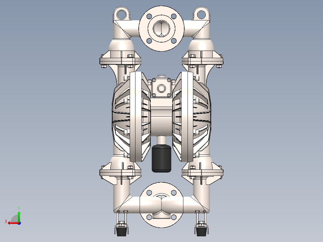 气动隔膜泵 solidworks2015后视图